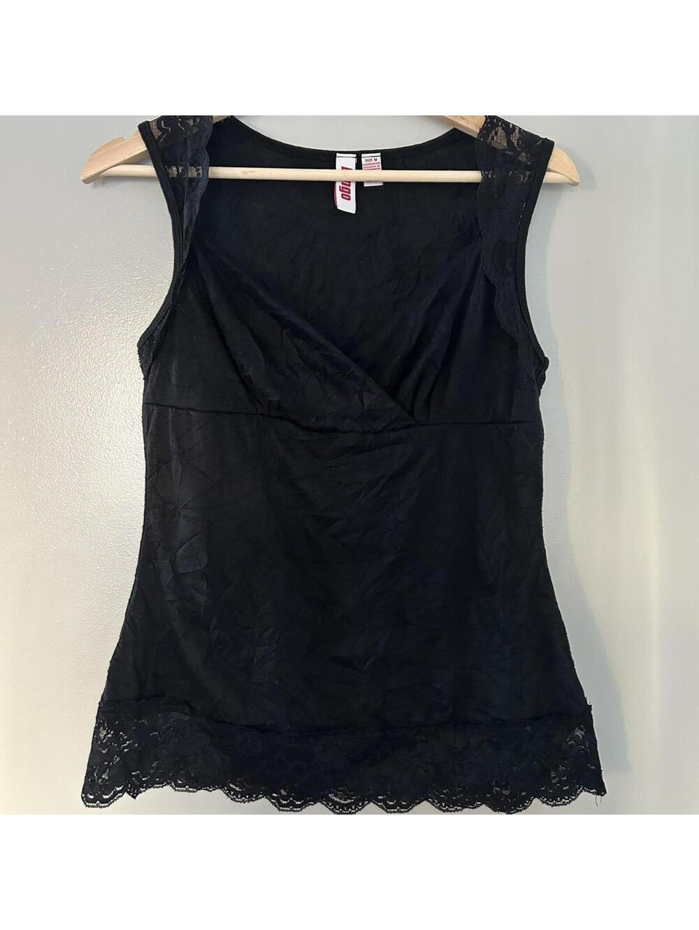 Bongo black lace trim tank top with a touch of gothic style